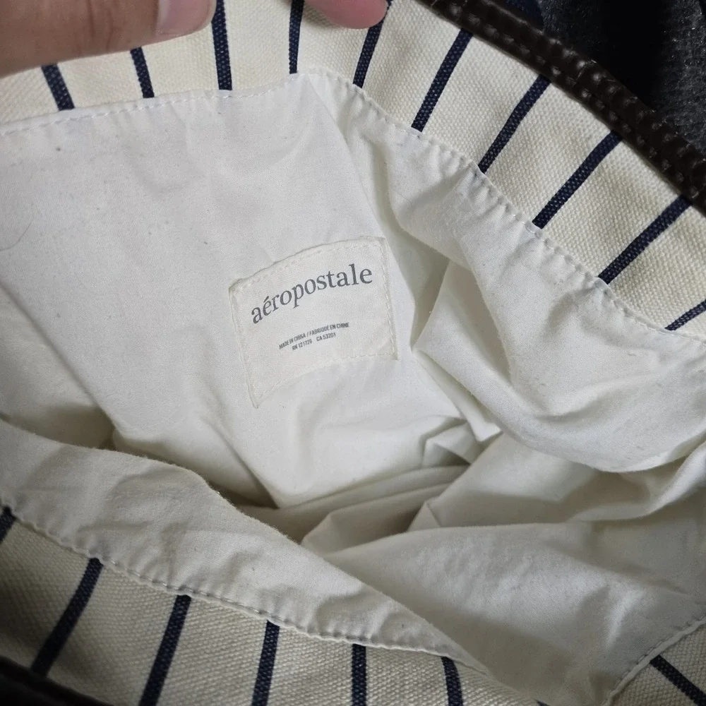 Vintage Y2K Aeropostale Tote Bag Striped NY Preppy Shoulder Aero Canvas
